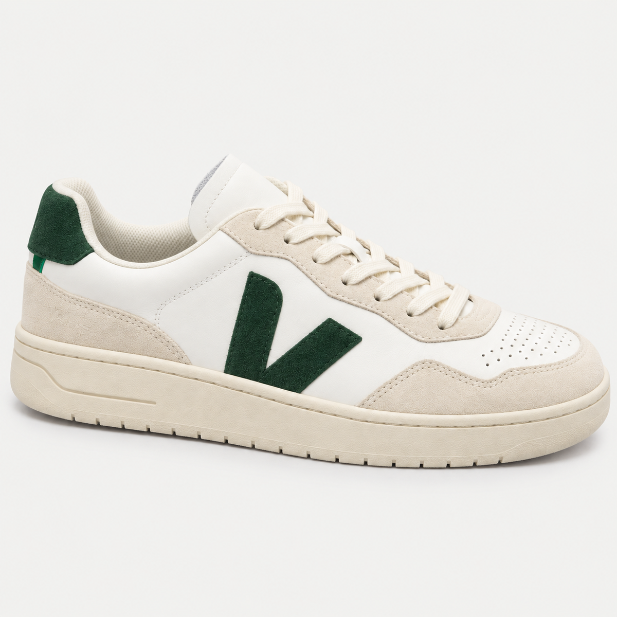 Cream Sneaker, Green Accent